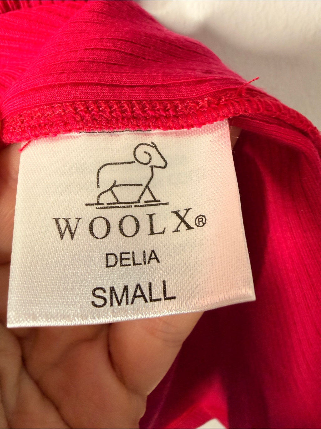 Woolx Delia Merino Wool Ribbed Short Sleeve Top Size Small Pink/Poppy Spark Nwt — image 6 of 8